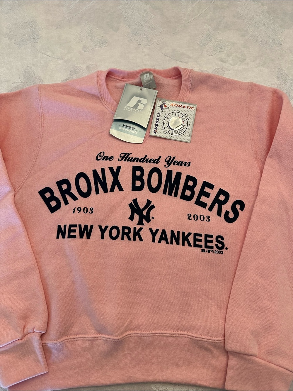 NWT Vintage 2003 NY Yankees Bronx Bombers Pink Sweatshirt Russell S